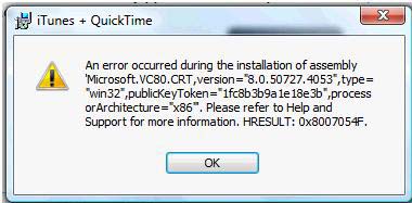 Itunes Error Microsoft Vc80 Crt